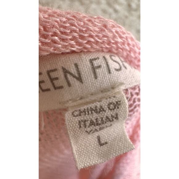 Eileen Fisher 100% Linen Cardigan Sweater Baby Pink Open Front Light Weight Sz L - Picture 6 of 11